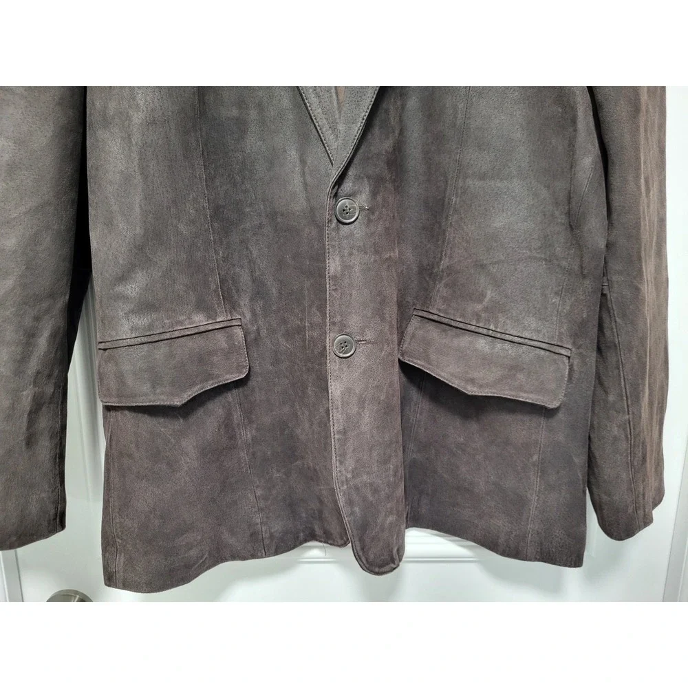 Scully Brown Suede Leather 2 Button Western Blazer Jacket Pockets Sz 48